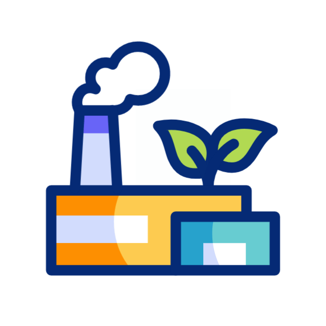 Icon factory with plant – symbolizes bio-based innovations for the circular economy