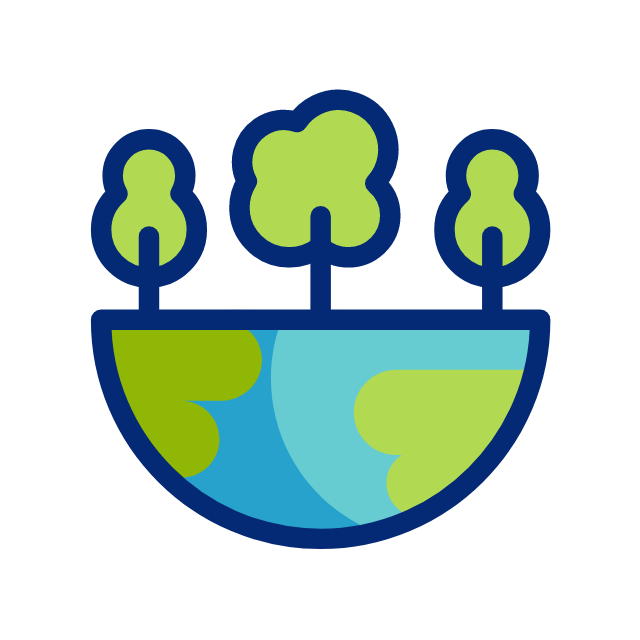 Icon Earth with trees – stands for climate adaptation, resilience and a greener future